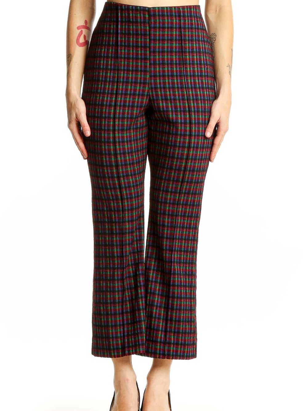Eva Franco Vibrant Plaid Cropped Wide-Leg Pants Size X-Large